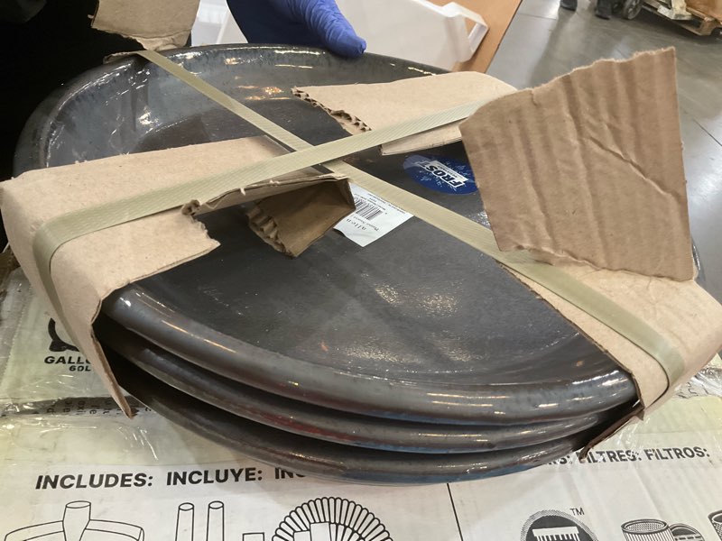 Condition photo showing New/Like New for allen + roth 11.6-in gun metal glazed ceramic plant saucer