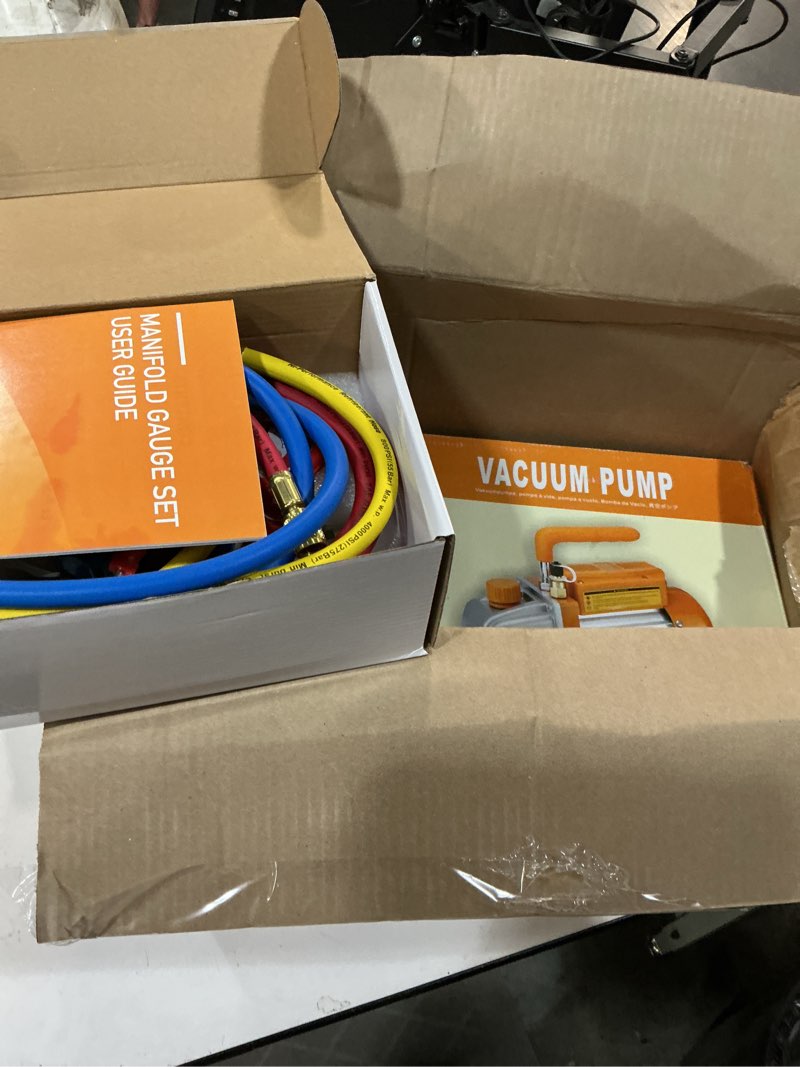 Condition photo showing Good Condition for bacoeng 3.6cfm ac vacuum pump and gauge set - home mini split vacuum pump kit for r410a refrigerants - w/ r410a mini split adapter & 3x5ft hoses 3.6cfm & 3way