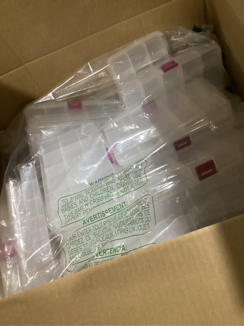 Condition photo showing Good Condition for item similar to photo) 20 pcs plastic box clear storage organizer case bulk, 8 x 5 x 2 inch hard crayon storage box with lid snap closure painting marker box multi purpose organizer for pens office supplies