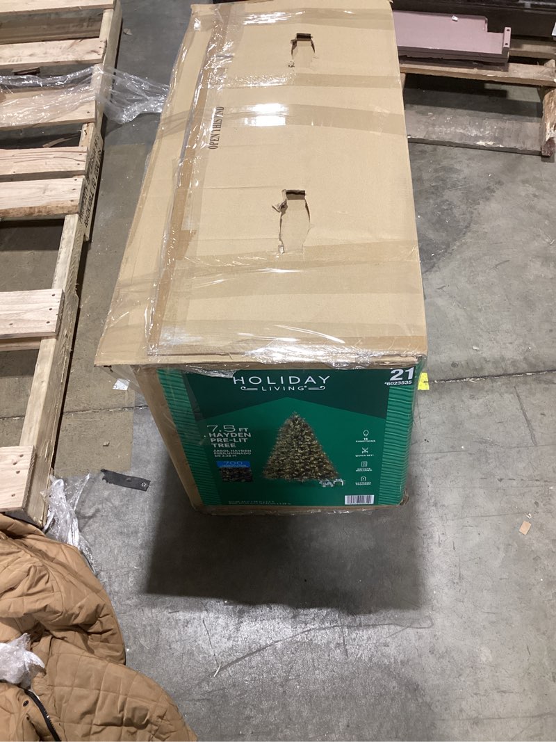 Condition photo showing As Is for Holiday Living 7.5-ft Hayden pine Pre-lit Artificial Christmas Tree with Twinkling Multicolor LED