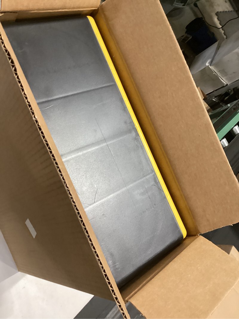Condition photo showing As Is for akro-mils 44-drawer plastic storage cabinet, 20"w x 6"d x 16"h, yellow | plastic cabinet w/ drawers for garage organization, beads, building bricks storage, teacher toolbox, makeup organizer, 10144 yellow 44 drawer 1 pack
