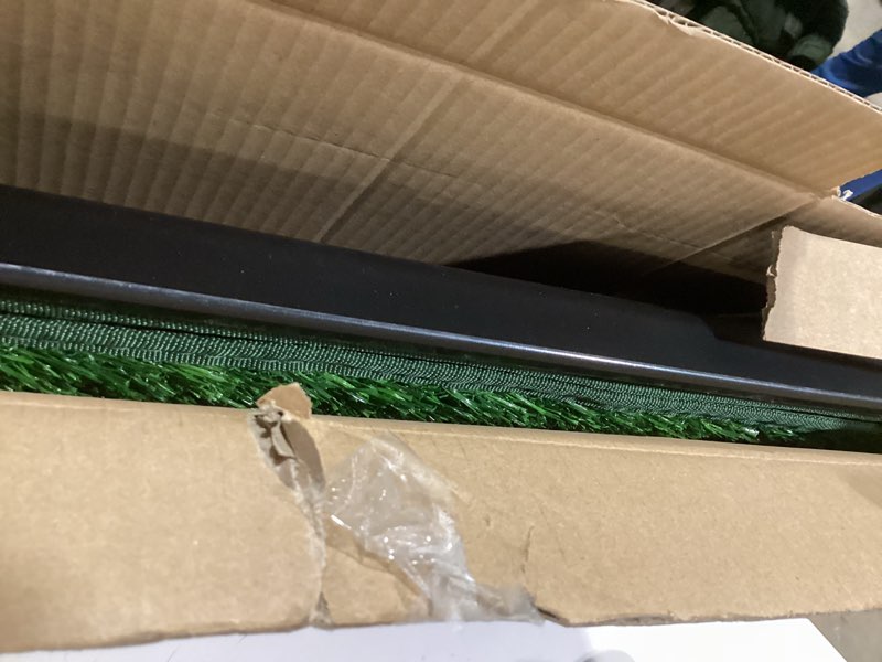 Condition photo showing Good Condition for Dog Grass Pad with Tray - 35''x23'' Portable Dog Litter Box with 2 Pack Hemmed Edge Artificial Grass Patch + 2 Washable Reusable Pee Pads, Indoor Outdoor Fake Grass Pad for Dogs Potty 35?x23?