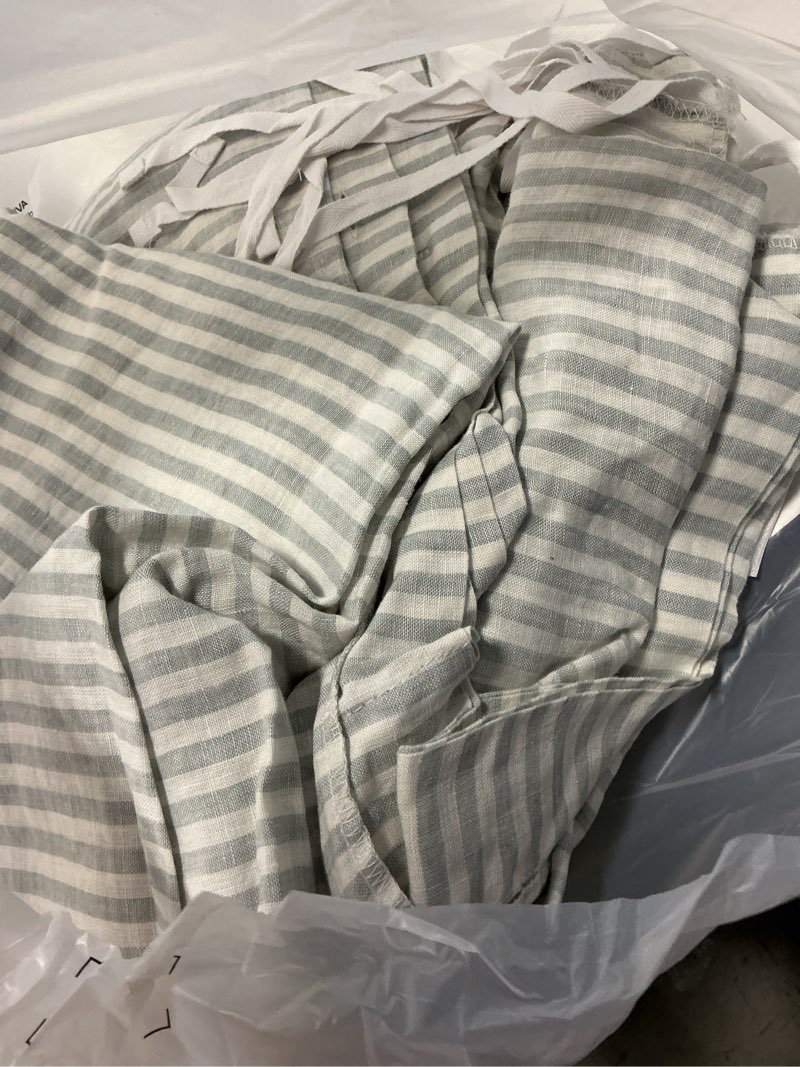 Condition photo showing Good Condition for quince european linen stripe duvet cover set, king/cal king, mist/white stripe