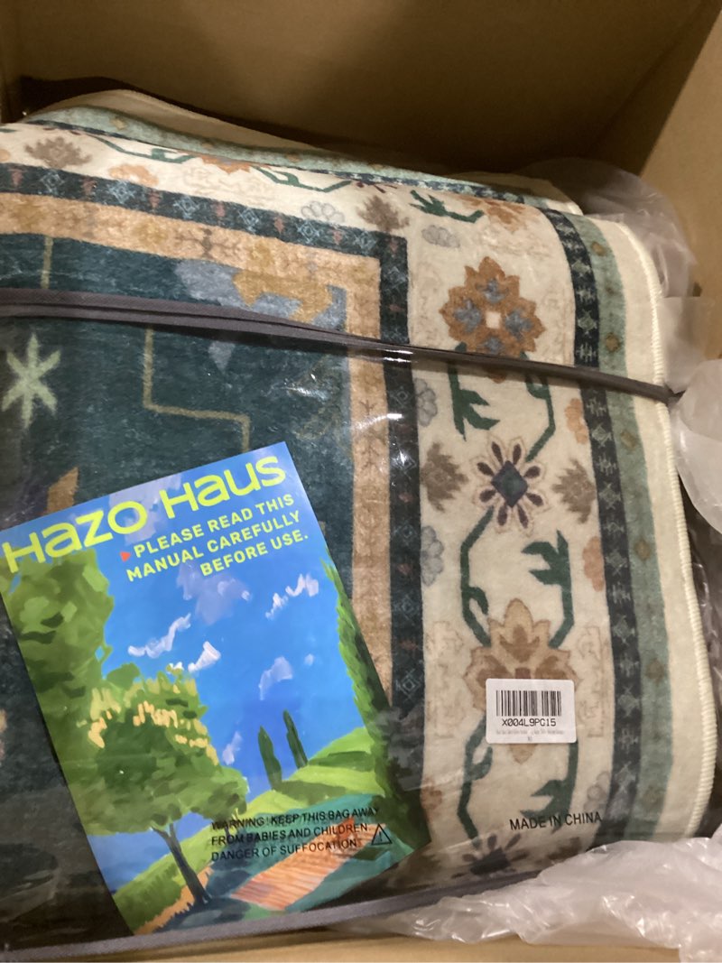 Condition photo showing Good Condition for AMOAMI Vintage Floral 5x7 Area Rugs for Living Room Rug, Machine Washable Rug Non Slip Large Area Rug for Bedroom Indoor Low Pile Carpet Ultra Soft Boho Rugs for Dining Room Playroom Office, Beige Beige 5'x7'(similar)