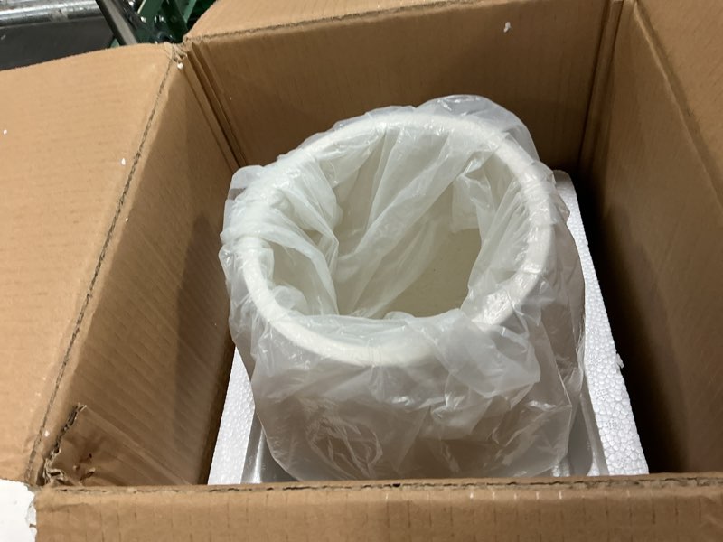 Condition photo showing Good Condition for round wide mouth white ceramic vase -9.7" large flower pot with drainage hole for indoor plants, gravel textured cream white vase & planter for home decor