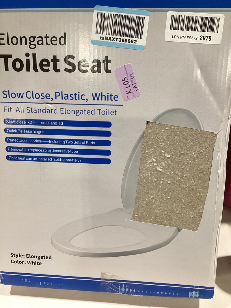 Condition photo showing New/Like New for WSSROGY Toilet seat Elongated with Slow Close Hinges, Four Bumpers Never Loosen and Easily Remove, Two Sets of Parts, Plastic, White Elongated White - Adult Seat
