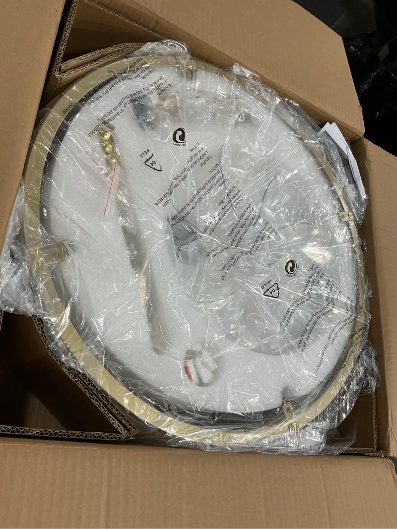 Condition photo showing New/Like New for gold fandelier ceiling fan with light,20inch caged fandelier ceiling fans with lights and remote control, gold boho fandelier with 6 speeds for bedroom,nursery,foyer,dining room,living room,