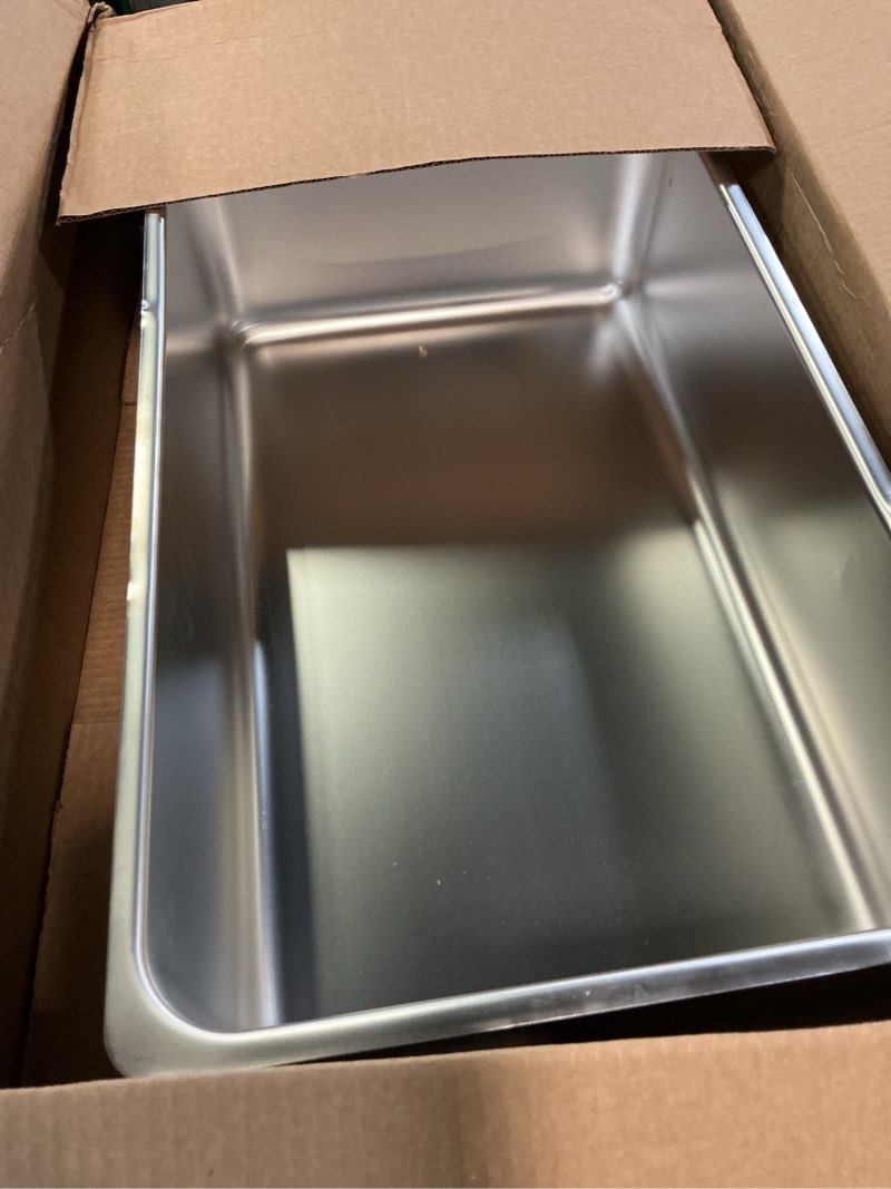 Condition photo showing Good Condition for curta 6-inch deep spillage pan, full size, heavy duty, 18-8 stainless steel, nsf listed, 21" d x 13" w x 5.91" h, 21 gauge