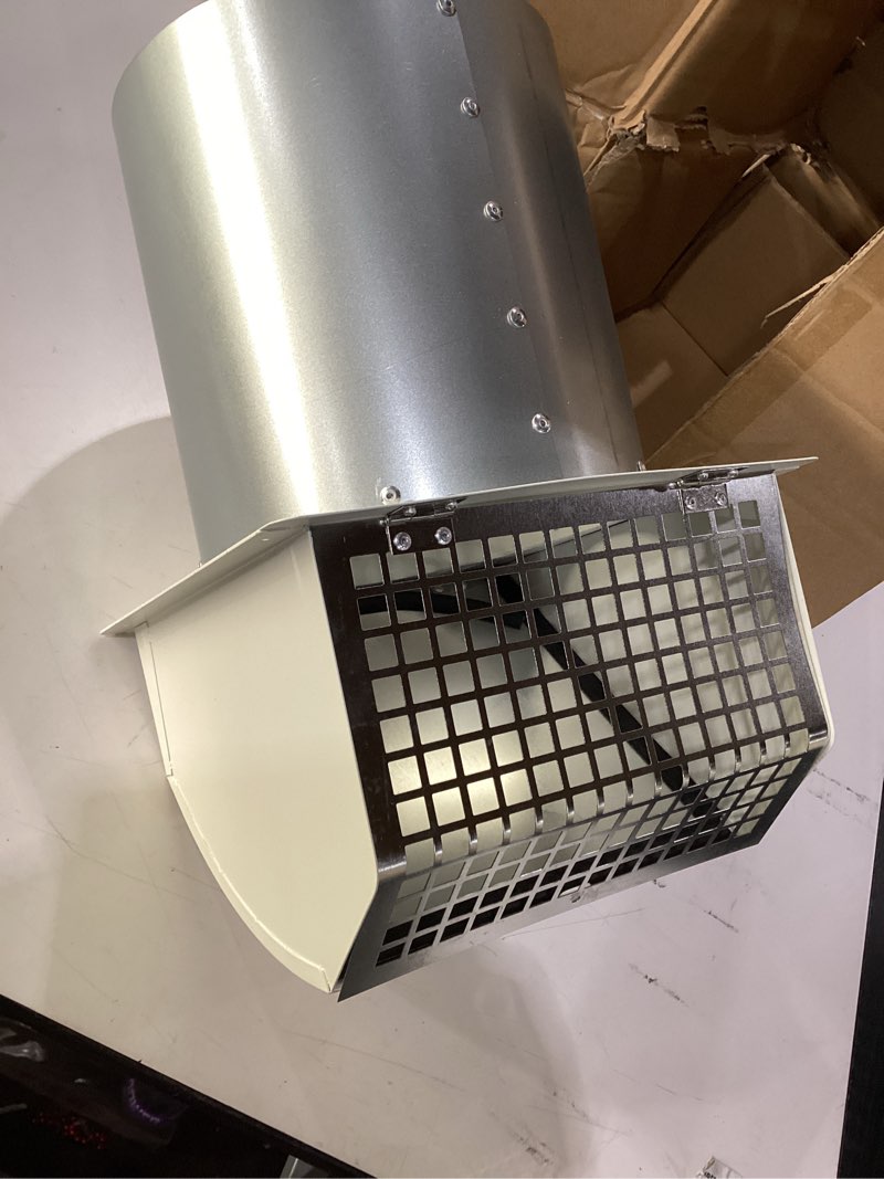 Condition photo showing Good Condition for 8 Inch Hooded Wall Vent Cover Outside, Dryer Exhaust Vent Metal Mesh Cover, Wall Vents Cover Exterior Air Exhaust for Kitchen Bathroom House Range Hood HVAC 8 Inch White