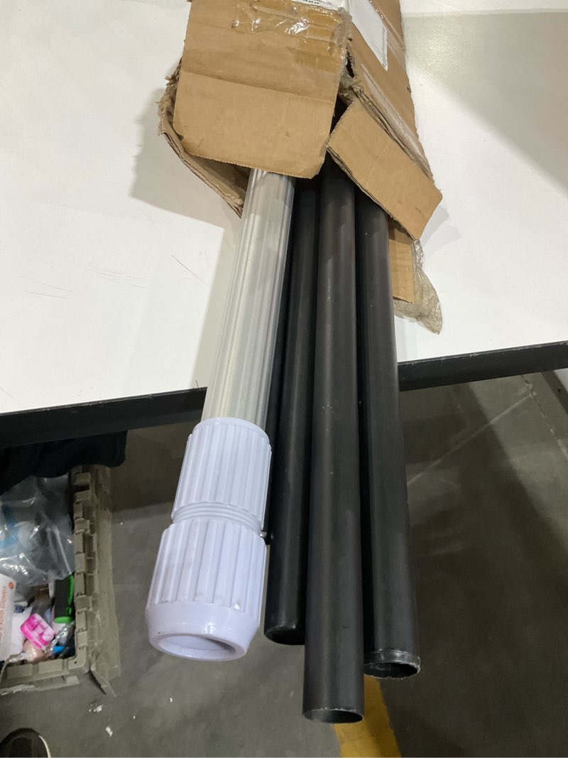 Condition photo showing As Is for double curtain rod, 1 inch adjustable heavy duty drapery double rod for window 72 to 144 inches (6-12 feet), vintage square finials,premium aluminum brackets,matte black 72-144" matte black