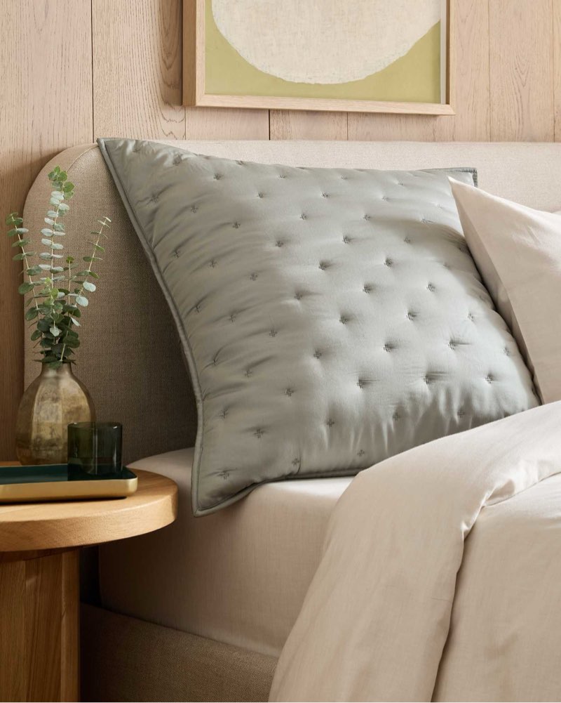 quince bamboo dream quilted euro sham eucalyptus