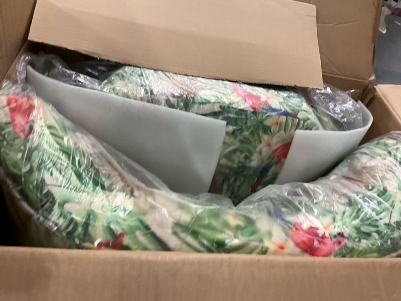 Condition photo showing New/Like New for container furniture direct thia armless accent chair for living room, elegant seat with nailhead trim, gold metal legs and comfortable curved back, 28" d x 25" w x 29.5" h, 06 floral print