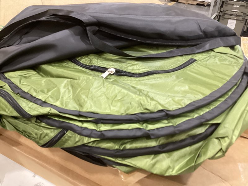 Condition photo showing As Is for portable toilet kit, camping toilet with pop-up privacy tent and poo gel toilet bags, washable portable outdoor showers changing rooms black toilet and green tent