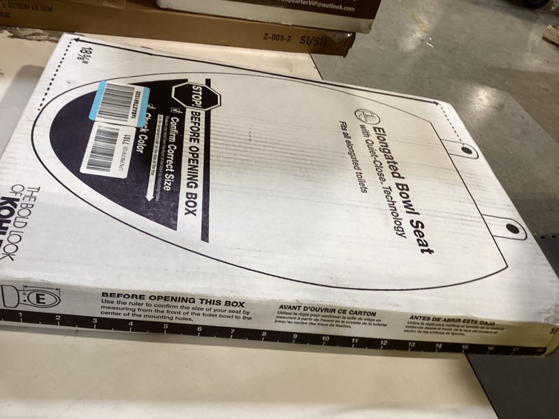 Condition photo showing Good Condition for kohler 4636-rl-0 cachet readylatch elongated toilet seat slow close, soft close toilet seat quiet lid, contoured grip-tight bumpers installation hardware, apartment essentials, white white elongated ready latch