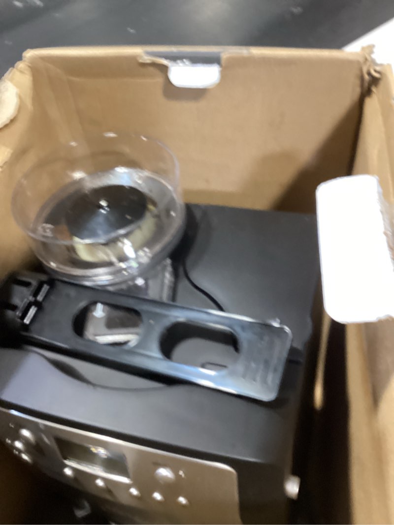 Condition photo showing As Is for capresso 465 coffeeteam ts 10-cup digital coffeemaker with conical burr grinder and thermal carafe stainless steel carafe coffeemaker