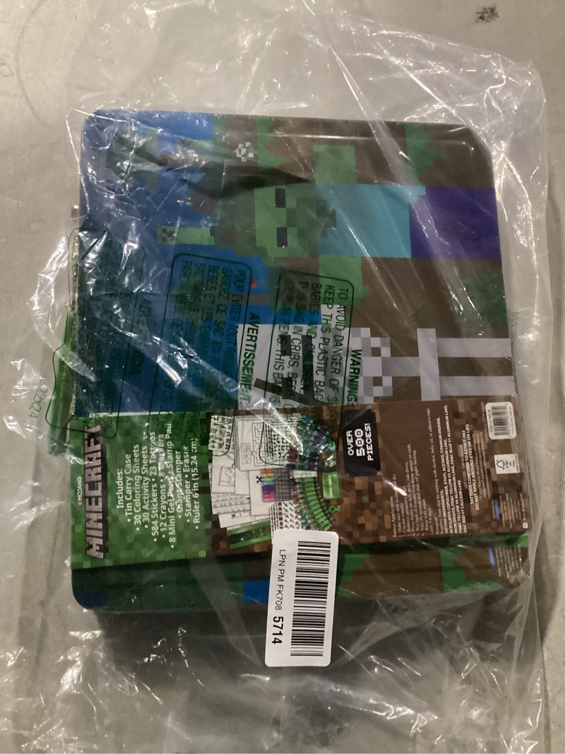 Condition photo showing item condition for Innovative Designs Minecraft Kids Deluxe Activity Set with Carrying Tin, Coloring Sheets, Tattoos, Stickers, & Art Supplies