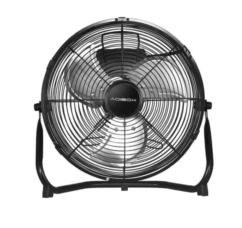  12 in. 3-Speed High-Velocity Industrial Heavy-Duty Metal Floor Fan in Black with Tilting Head for Outdoor/Indoor Use