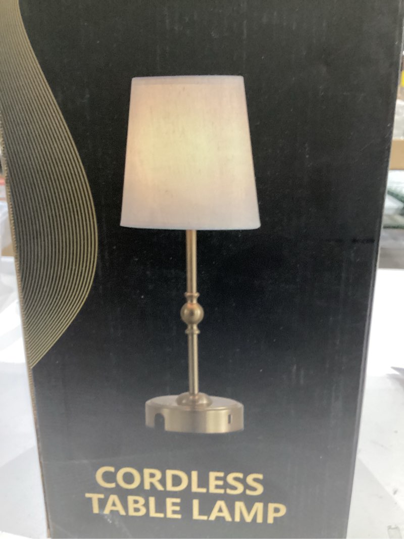 Condition photo showing New/Like New for Cordless Rechargeable LED Table Lamp with Dimmer,Nightstand Lamp with USB Port,Antique Brass Portables Outdoor Lamp, Battery Operated Lamp for Patio Bedroom Bedside Balcony Camping Bar RV
