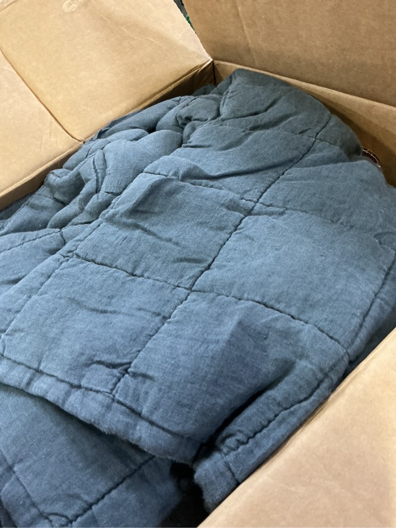 Condition photo showing As Is for european linen box quilt, king/cal king, nightfall