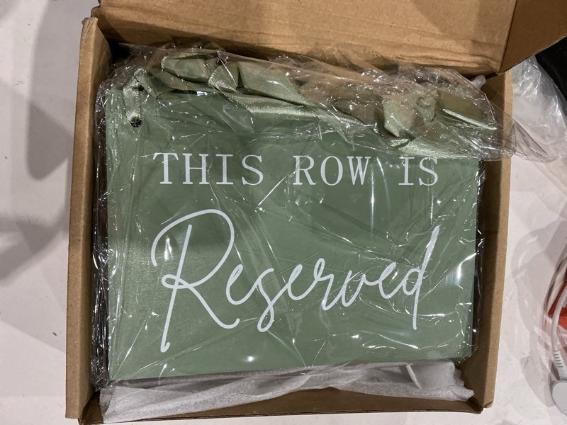 Condition photo showing Good Condition for yousoontic 12 pack wooden reserved row sign for wedding chairs this row is reserved hanging signs with ribbon for wedding reception party restaurant church events pews, 5 x 7'' (sage green,elegant) sage green elegant