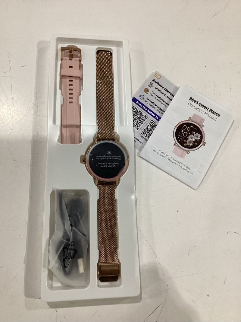 Condition photo showing New/Like New for keeponfit smart watches for women android/iphone, ip68 waterproof fitness tracker with bluetooth calls(answer&make), activity pedometer/heart rate/spo2 monitor/100+ sports model gold pink