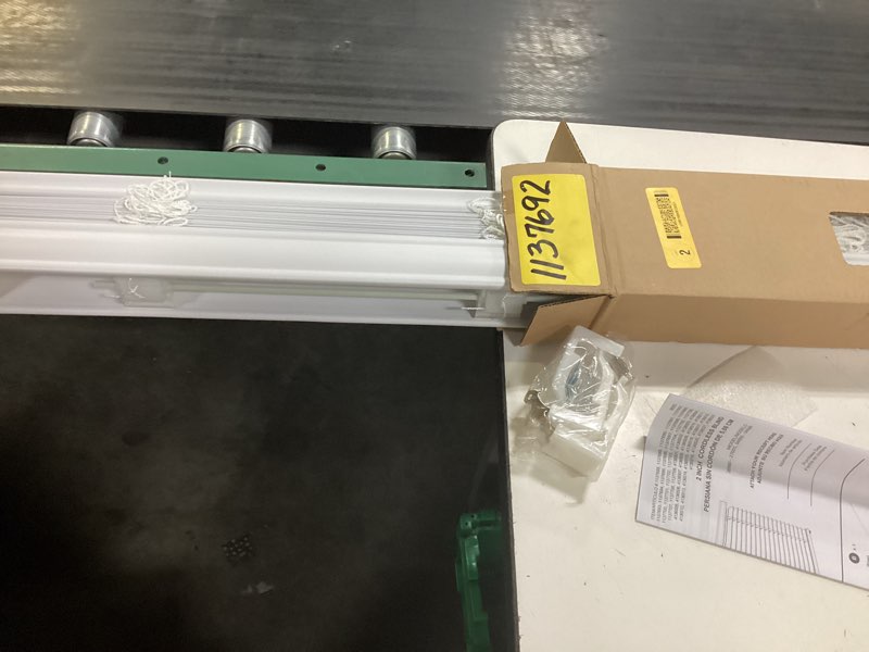 Condition photo showing Good Condition for project source premium 2-in 2-in slat width 31-in x 64-in cordless white vinyl room darkening full-view standard horizontal blinds