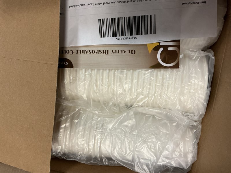 Condition photo showing Good Condition for ginkgo 100 pack 16 oz disposable coffee cups with lids and sleeves leak-proof white paper cups, insulated to go hot beverage cups, coffee bar accessories