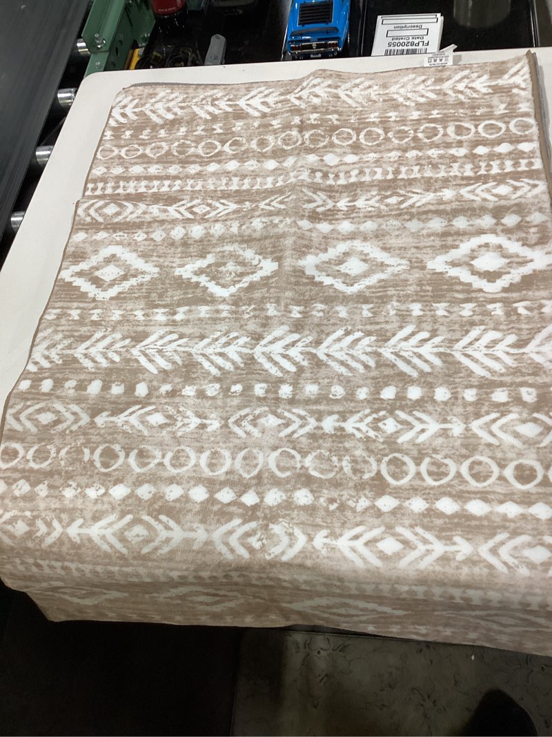 Condition photo showing Good Condition for lahome boho geometric24 wide x 74 long, low-pile soft washable tan bedroom rug non-slip, rustic tribal print pattern large bathroom rugs indoor throw rug carpet for entryway office laundry room tan/white