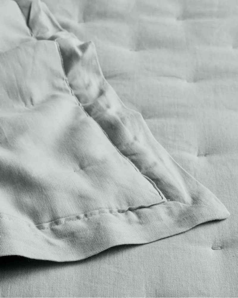 quince european linen dream quilt set of 1/full/queen quilt/mist