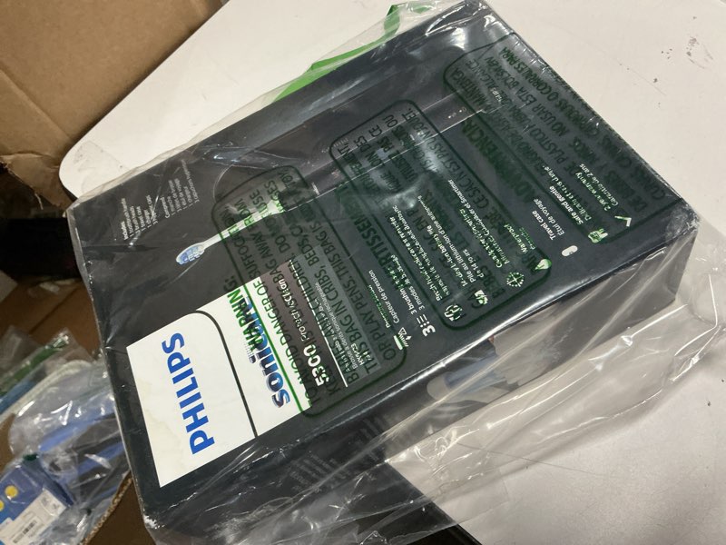 Condition photo showing Good Condition for Philips Sonicare ProtectiveClean 5300 Rechargeable Electric Toothbrush, with Pressure Sensor, 3 Cleaning Modes, SmarTimer and QuadPacer, with 2 Bonus Brush Heads, Travel Case, Black, Model HX6423/34 Black, White