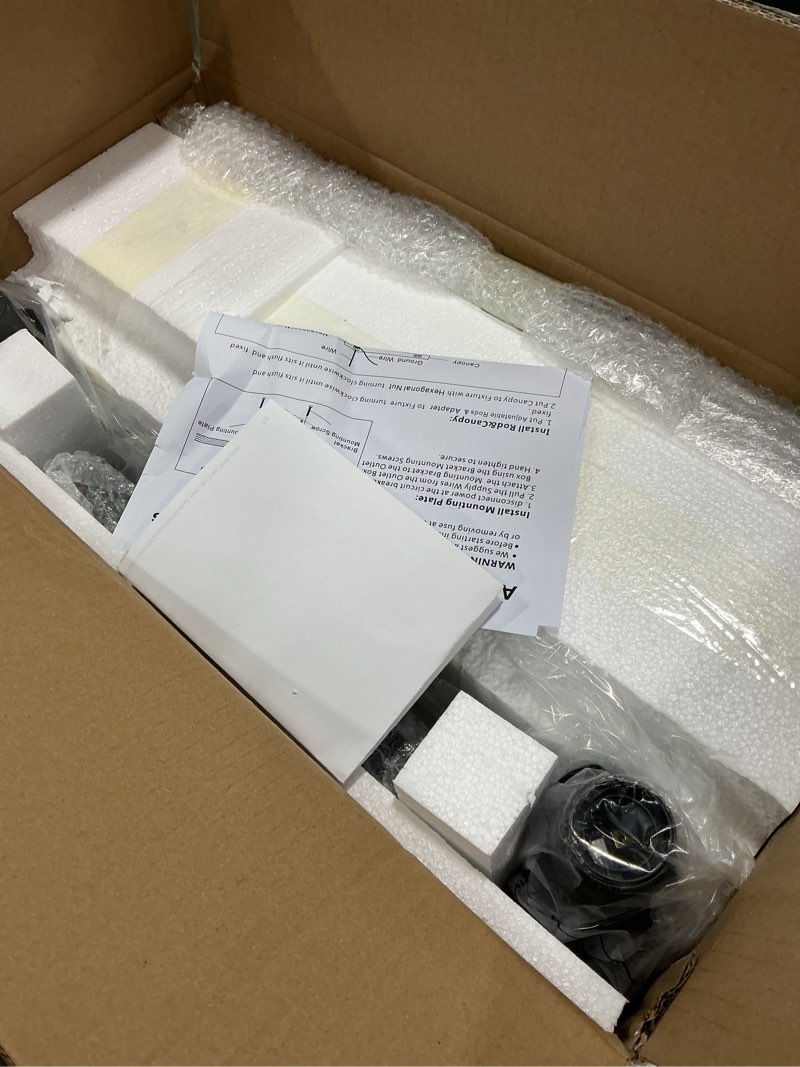 Condition photo showing Good Condition for MELUCEE 5-Light Kitchen Island Lighting Linear Dining Room Light Fixtures Ceiling Hanging with Blue Striped Swirl Glass Shade, Modern Black Chandelier for Dining Room Kitchen Island Bar, E26 Base Black-Blue 5 Lights