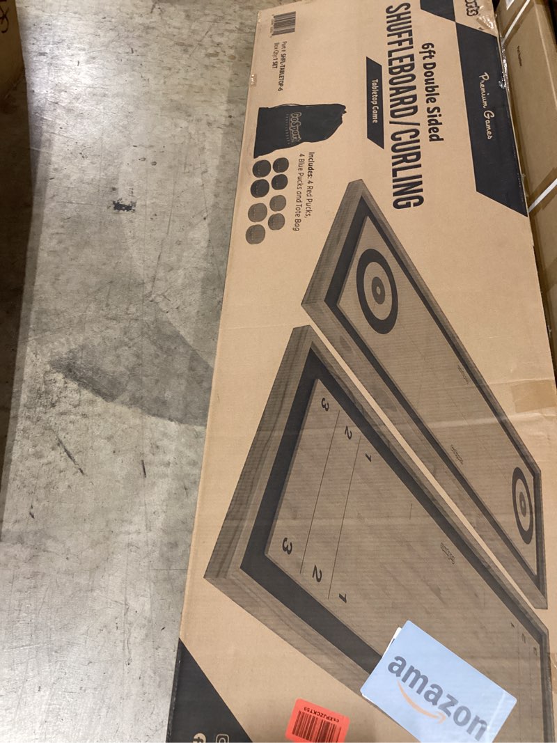 Condition photo showing Good Condition for gosports 6 ft tabletop shuffleboard and curling 2 in 1 game with 8 pucks and tote bag