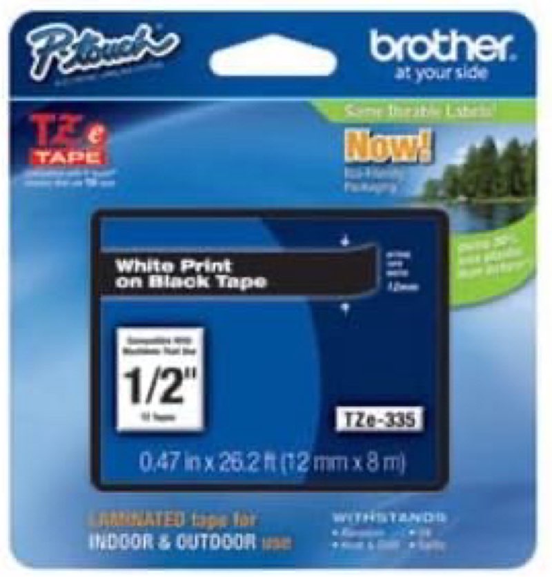Brother White on Black 1 2" Tape