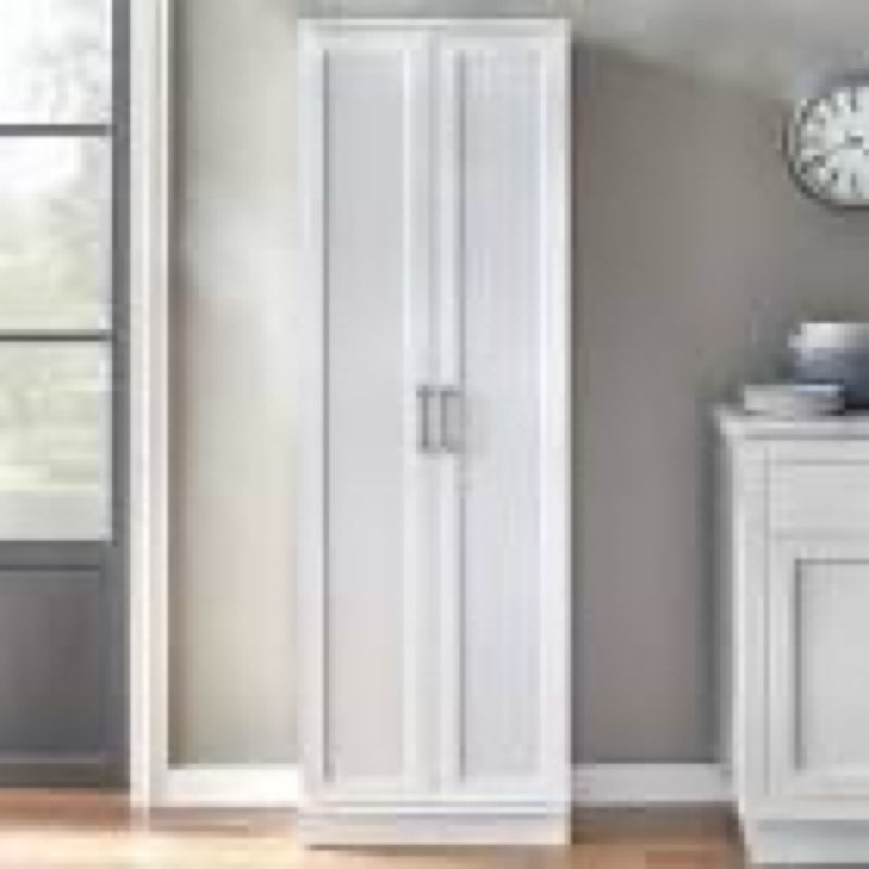 TMS Fletcher Modern Farmhouse Kitchen Pantry Cabinet, White Finish(broken) 