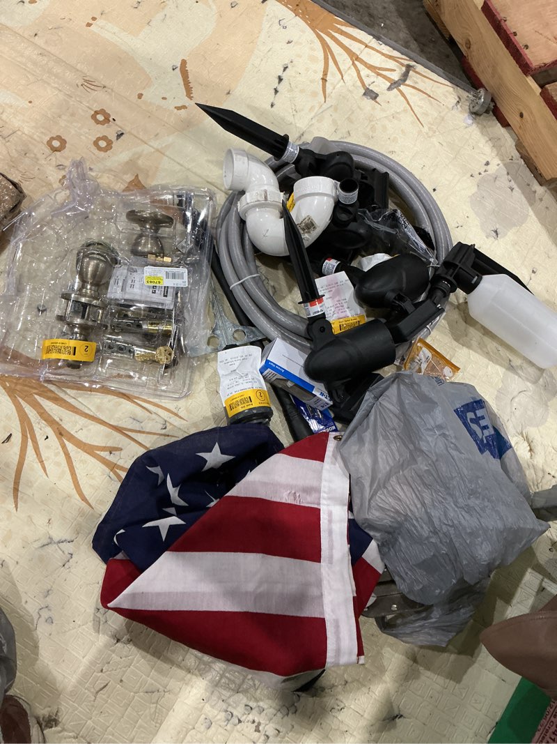 Condition photo showing As Is for assorted home improvement lot (small tools, screw, home accessories, etc.)