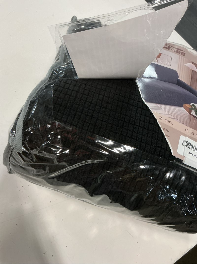 Condition photo showing Good Condition for stretch couch cover washable sofa slipcover furniture protector with non skid foam and elastic bottom for kids, dog(large/black) black large