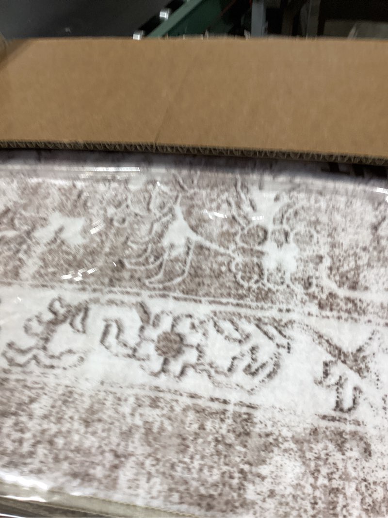 Condition photo showing New/Like New for madane 9x12 area rugs for living room, machine washable rug with non-slip backing, soft vintage large area rug, floral print floor carpet for bedroom dining room (9 x 12, brown/sand) brown/sand 9' x 12' (rectangular)