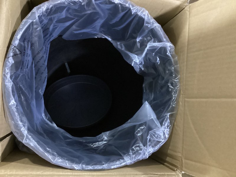 Condition photo showing New/Like New for QCQHDU Large Tall Dark Gray Planters Set of 2-9 Gallon 12" Round Outdoor Planters for Front Door & Patio, Faux Stone Indoor Plant Pots with Tray, Porch Decor Plant Containers Dark Gray 21IN