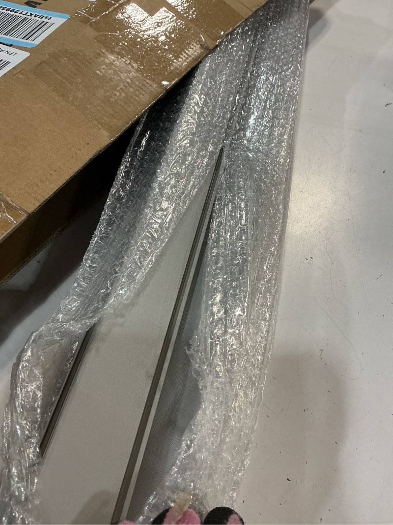 Condition photo showing As Is for hestia no drill cordless blackout roller shades screwless waterproof shower window blinds, auto-retraction easy install blind for bathroom/kitchen/office/exterior, greige, 32" w x 54" h 32"w x 54"h greige