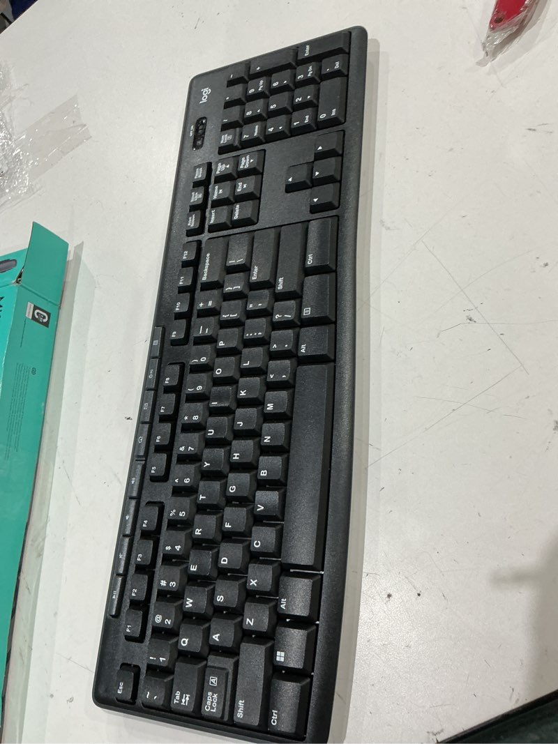 Condition photo showing As Is for incomplete ))))logitech mk270 wireless keyboard and mouse combo for windows, 2.4 ghz wireless, compact mouse, 8 multimedia and shortcut keys, 2-year battery life, for pc, laptop - black black 1 pack combo