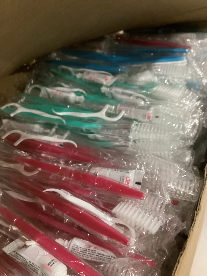 Condition photo showing New/Like New for (Box damaged)  Maxcheck 300 Sets Disposable Toothbrushes Bulk with Toothpaste and Dental Floss Individually Wrapped Travel Toothbrush Set Homeless Supplies for Hotel Guest