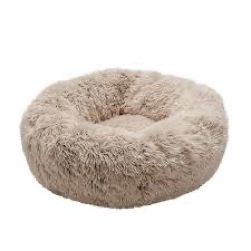 SAVFOX Calming Dog Bed, Anti-Anxiety Donut Dog Bed, Plush Faux Fur, Large Size, 36"x36", 10" Thick, Durable Construction, Machine Washable Large | 36"x36" Beige