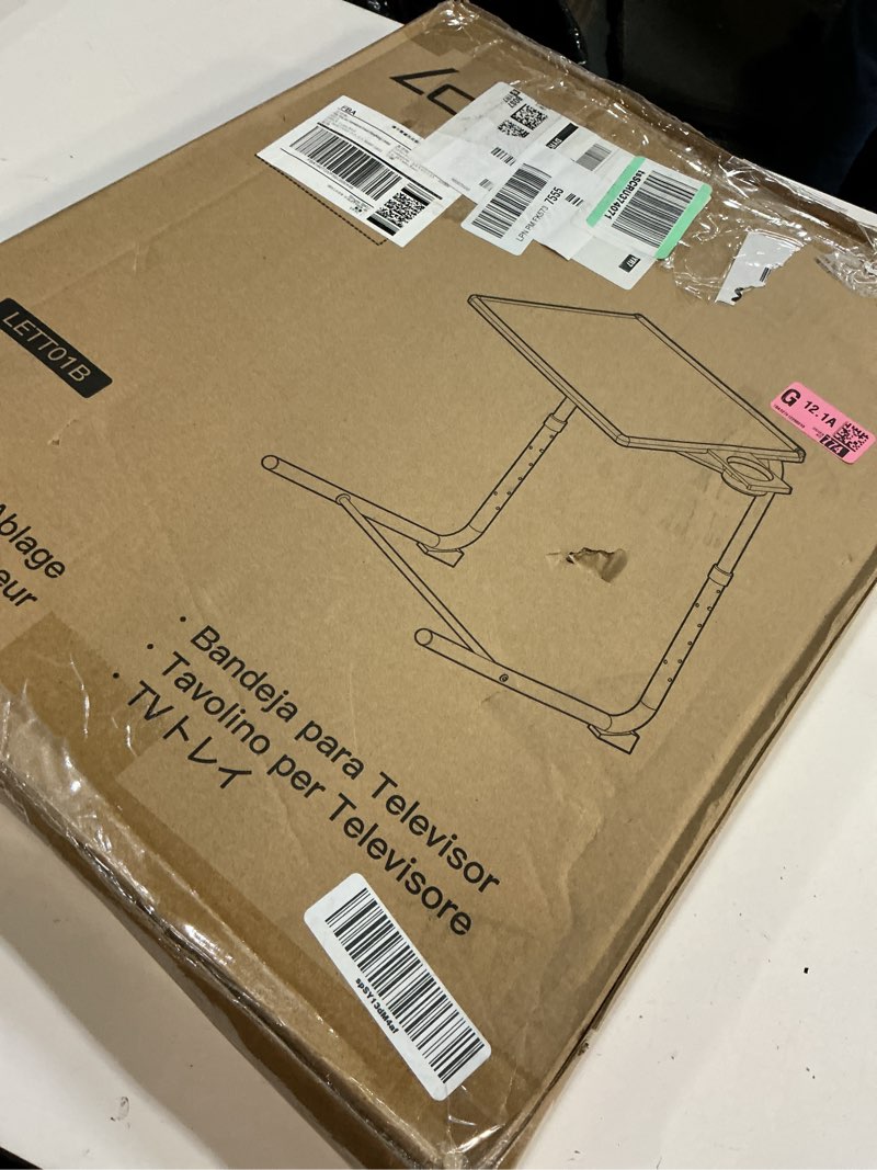 Condition photo showing As Is for LORYERGO TV Tray - TV Table for Eating, Folding Table Trays with 6 Height & 3 Tilt Angle, TV Tray Table with Removable Cup Holder, Dinner Tray for Eating or Working on Couch, Bed & Office