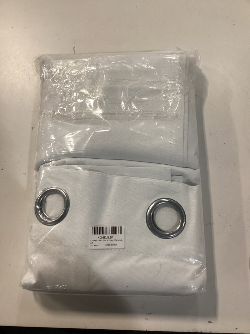 Condition photo showing New/Like New for H.VERSAILTEX Pure White Curtains 96 inches Long, 100% Blackout Curtains for Bedroom Thermal Insulated Linen Textured Curtains Living Room Grapes 2 Panel Sets, 52W x 96L - Inch Pure White 52"W x 96"L (Pack of 2)