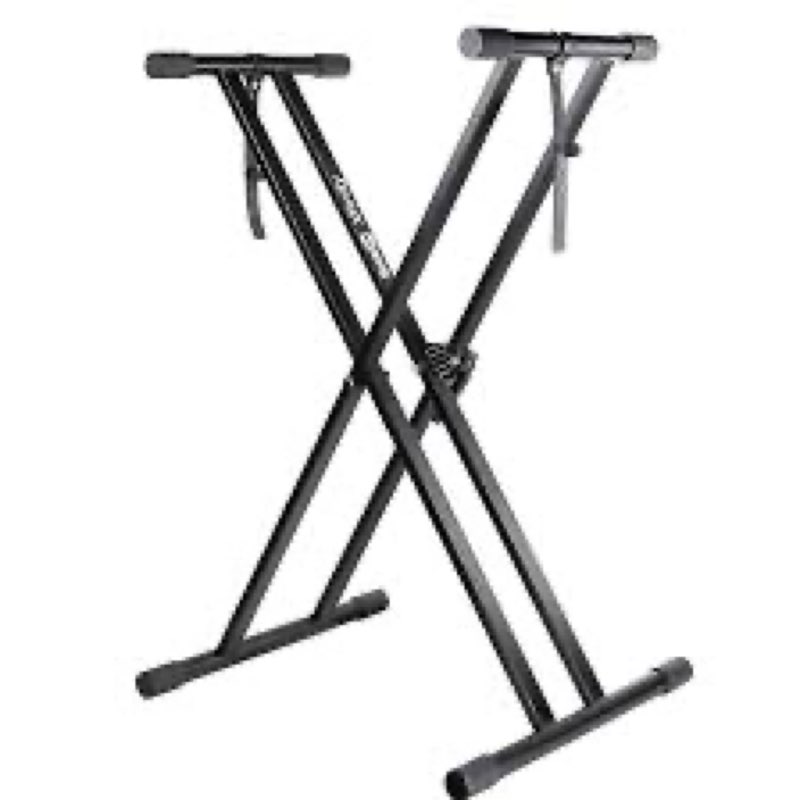 rockjam xfinity heavy-duty, double-x, pre-assembled, infinitely adjustable piano keyboard stand with locking straps