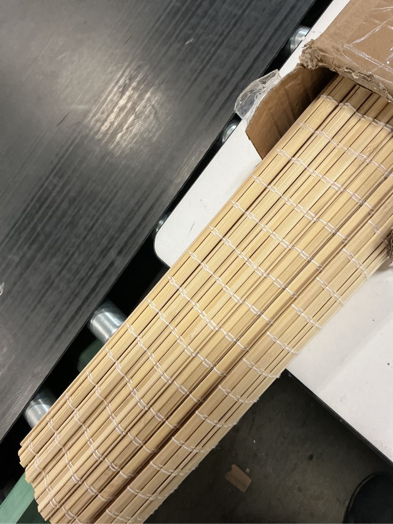 Condition photo showing Good Condition for lazblinds no tools no drill cordless bamboo roman shades, privacy window treatment, roll up bamboo blinds for windows 35'' w x 64'' h, natural privacy-natural 35" w x 64" h