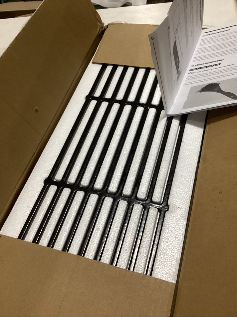Condition photo showing As Is for uniflasy porcelain cast iron grill cooking grates for chargriller 5050, 3001, 3008, 3030, 3725, 4000, 2121, king griller 3008, 5252, 19 3/4 inch coated cast iron grill grid grates replacement