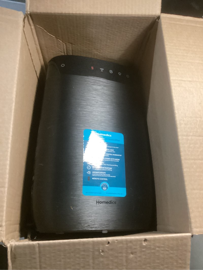 Condition photo showing Good Condition for homedics deluxe ultrasonic humidifier for large rooms, warm or cool mist, uv-c technology, 1.5-gallon top fill tank, smart digital programmable humidistat, home dry air relief, aromatherapy