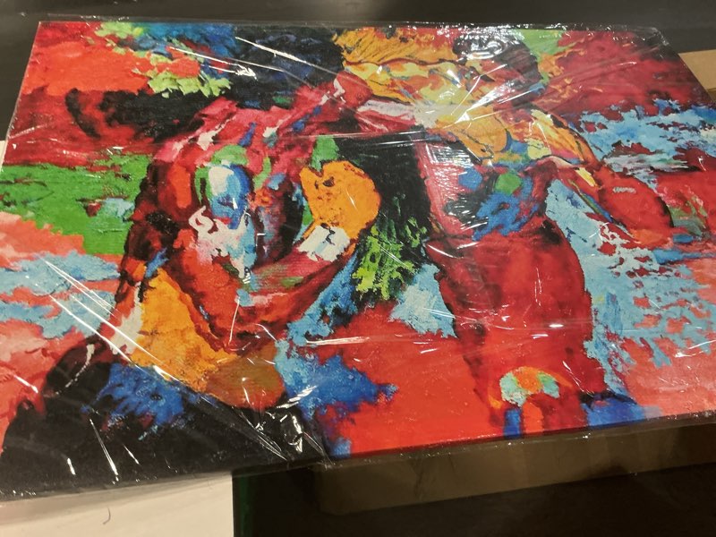 Condition photo showing As Is for Fchen Art Boxing Poster,Boxing Sports Colorful Canvas Wall Art Movie Decor for Kitchen Wall Decor,Picture Drawing Room Decor Artwork Framed and Stretched 32"x48"