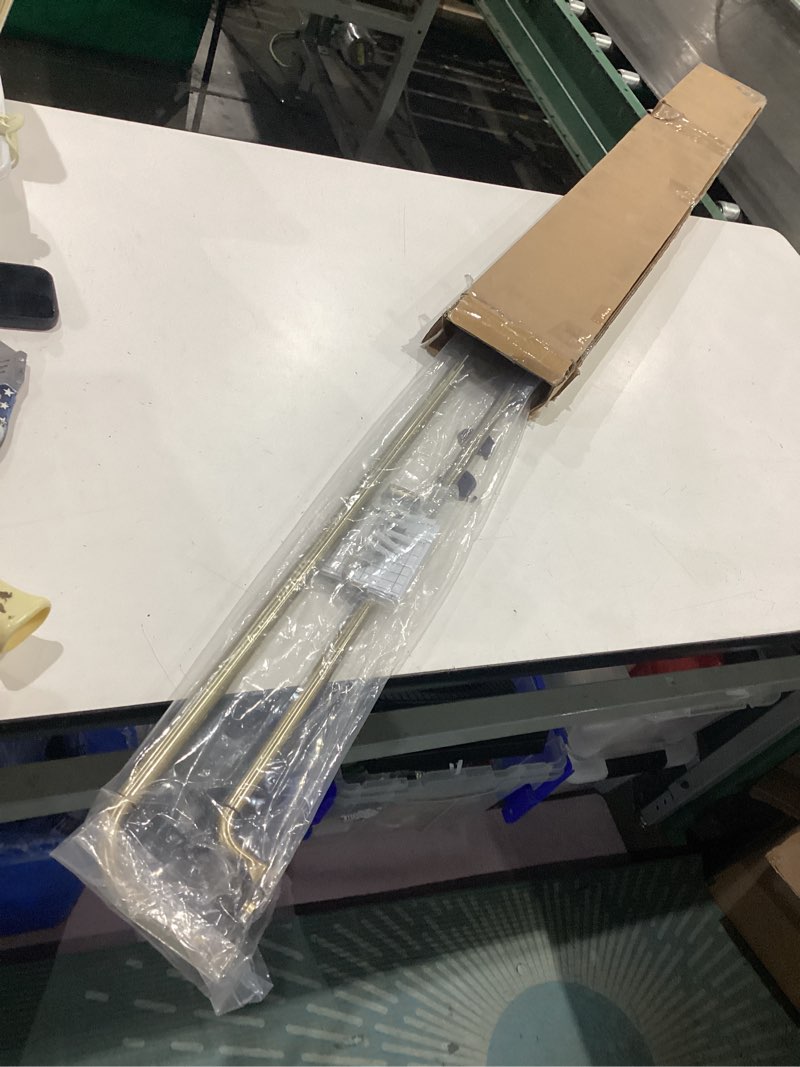 Condition photo showing As Is for anqiue bronze double curtain rods for windows 36-72 inch,heavy duty double curtain rod with aluminum finial and bracket,adjustable curved double window rods for blackout or room darkening panel anqiue bronze 36-72"